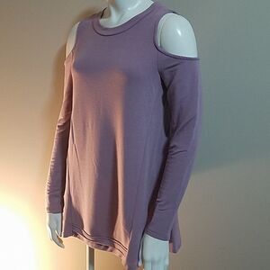 Cupio Purple Cold Shoulder Long Sleeve Top (S)